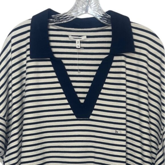 Maurices Striped Deep Vneck Cropped Top Womens 3X Blue White Striped New - Picture 3 of 8